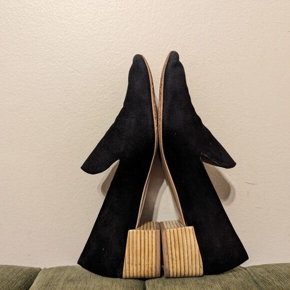 Mercedes Castillo Tillie Suede Loafers Stacked Heel in Black - Picture 5 of 11